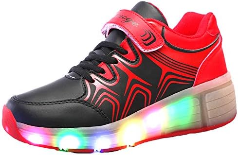 PG Boy Girl's Roller Skates Sneakers Wheel Shoes Rollerskates LED Light Black 11