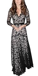 V-neck Cocktail Lace Floral Print Evening Dress/Wedding Party Dress/Maxi Dress 