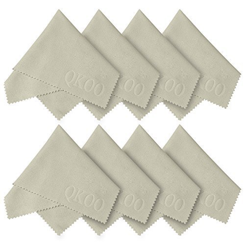 Microfiber Cleaning Cloths (8 Pack) - for Camera Lenses, Camera Screens, Surface Tablet, PSP Screen, Monitor, Smartphones, Screens, Cell Phones (iPhone, iPad, Samsung, Blackberry, Motorola, HTC), Tablets (iPad, Nexus, Galaxy Tab), LCD TV and Laptop Screens, Glasses, Car GPS Screens, Spectacles, Silverware, Watches and Any Other Delicate Surface (8 Grey, 8 x 8 inches (20cm x 20cm)) QK6