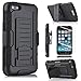 STARSHOP Compatible with iPhone 4S Case, Full Protection Dual Layers Hybird Case with Kickstand and Locking Belt Swivel Clip with Premium Screen Protector Black