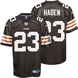 Men's Joe Haden #23 Cleveland Browns 2010 Rookie NFL Replica Football Jersey by Reebok (Brown-White)(Size=XXX-LARGE)