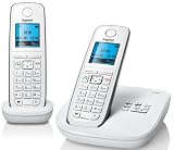 Gigaset A510A Duo Schnurlostelefon mit einem zusätzlichen Mobilteil(4,57 cm (1,8 Zoll) Grafikdisplay, Freisprechfunktion, Anrufbeantworter) weiß