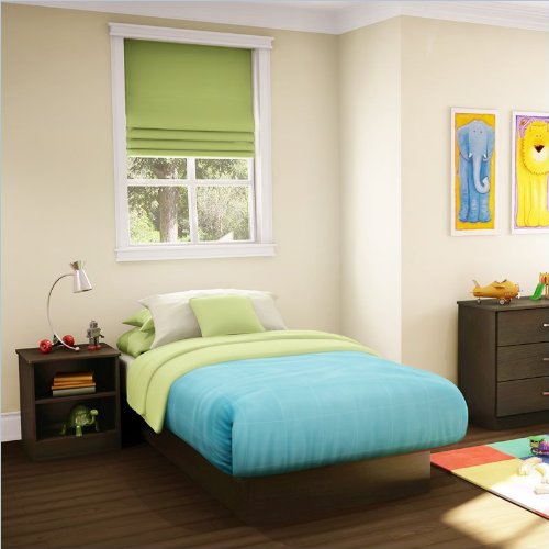 South Shore Libra Kids Chocolate Twin Wood Platform Bed 3 Piece