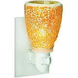 Candle Warmers Pluggable Fragrance Warmer, Crackled Amber Glass