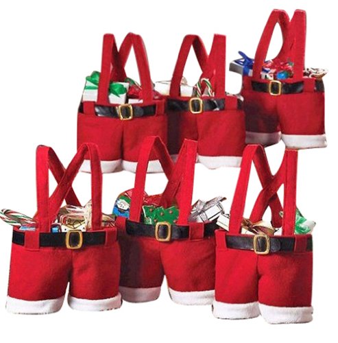 Dreamy house Set of 6 Santa Pants Gift&Treat Bag Christmas Candy Bag SD-2-1