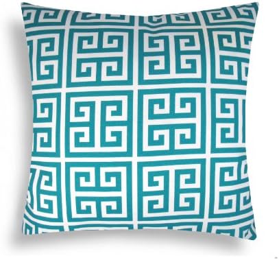 Domusworks Greek Key Pillow, Emerald Blue