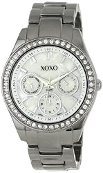 XOXO Women's XO5297 Rhinestone Accent Gun Metal Bracelet Watch