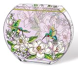 Amia 10-Inch Tall Hand-Painted Glass Vase Featuring Magnolias