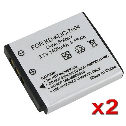 eForCity Multipack (2 Count): Superior Quality Replacement Battery for Specific Digital Camera and Camcorder Models / Compatible with Kodak KLIC-7004, EasyShare M-Series: M1033, M1093 IS, V-Series: V1073,V1233,V1253,V1273, Pocket Video Cameras Zi-Series: Zi8, Fujifilm FinePix F100fc, F200EXR, F50fd, F60fd, F70EXR, Pentax Optio A36, S10, S12, A40