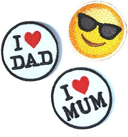 I LOVE Mom and Dad w/ emoji Iron on Patch - EmojiPatches