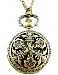 Youyoupifa Wholesale 5pcs/lot Bronze Flower Openwork Cover Stylish Retro Design Quartz Pocket Watch NBW0PP7150-CO3