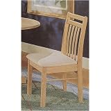 Set of 2 Casual Style Natural Finish Wood Dining Chairs