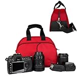 Vangoddy Designed RED with Luxury Lining Medium DSLR & SLR Camera Bag, Mythra Collection Sling For all Cameras Entry Level or Professional with Room For All Accessories (Camera Body, Lenses, Grip, SLR Flash Equipment, Camera Batteries, ect)