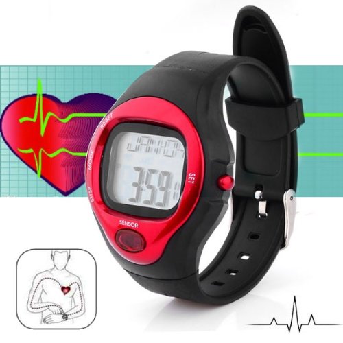 Heart Rate Monitor Watch (Red) Best for Men & Women Running, Jogging
