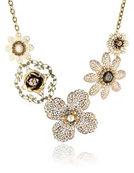 Lenora Dame "Romantic" Floral Filigree Bib Necklace, 22"