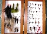 47 Trout Flies in a Wooden Box