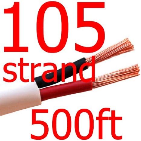 CL3 High End 105 Strand 14/2 Awg 2/C In Wall Speaker Wire/Cable CL3 + CMR Rated UL Listed Certified 500 ft Home Audio Cable White