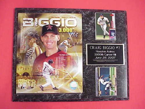 Astros Craig Biggio 2 Card Collector Plaque 3000 Hits