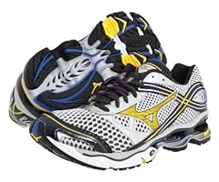 Mizuno Men's Wave Creation 13 Running Shoe,Silver/Cyber Yellow/Indigo Blue,9.5 D US 