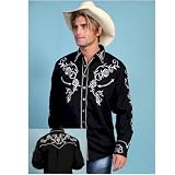 Country Western Rose Embroidered Black Western Shirt by Scully by AJ's Western Wear