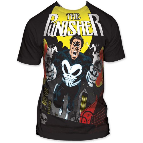  Men's Marvel Comics The Punisher Rampage Big Print Subway T-shirt
