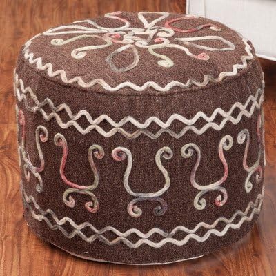 Bahari Embroidered Pouf Ottoman