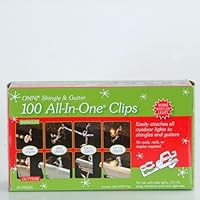 Pack of 100 Outdoor All-In-One Gutter and Shingle Christmas Light Hook Clips