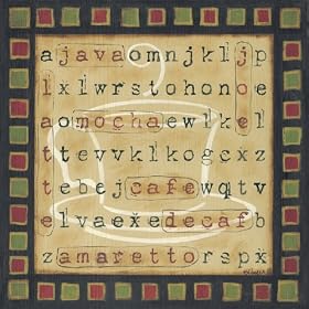 Coffee Word Search by Kim Klassen poster print,12 in. x 12 in.