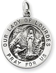 Sterling Silver Antiqued Our Lady of Lourdes Medal