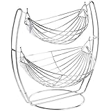 Chrome Double Hammock 2 Tier Fruit / Vegetables / Produce Metal Basket Rack Display Stand - MyGift&reg;