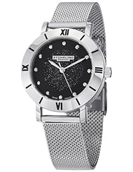 Stuhrling Original Womens 738.02 Vogue Audrey Astra Elite Swiss Quartz Swarovski Crystal Black Dial Mesh Bracelet Watch