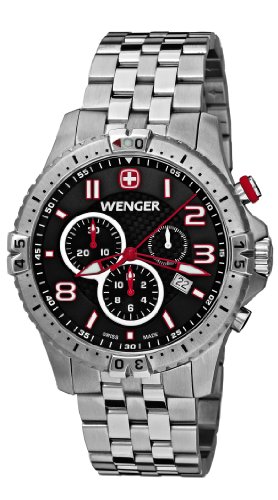 Wenger Men's 77056 Squadron Chrono Black Dial Steel Bracelet Watch