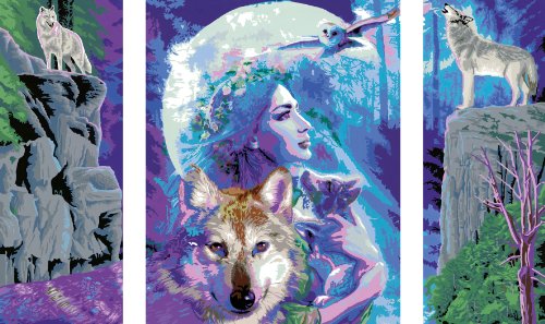 Ravensburger 28960 - Mystische Freundschaft - Malen nach Zahlen Premium Triptychon, 80 x50 cm