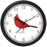 Cardinal Bird Animal Wall Clock by WatchBuddy Timepieces (Hunter Green Frame)