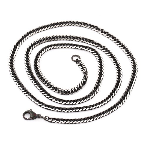 3.6mm Width Titanium Steel Black Mens / Womens Beveled Curb Chain Fashion Necklace-22 Inch