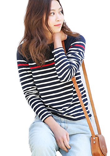 (Clack) レディース Ｔシャツ / マリン パネルボーダー カットソー 長袖 ロンＴ ネイビー S M L LL FREE