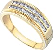 Mens Multi Channel Set 10k. Yellow Gold Diamond Wedding Band " Size 10 "