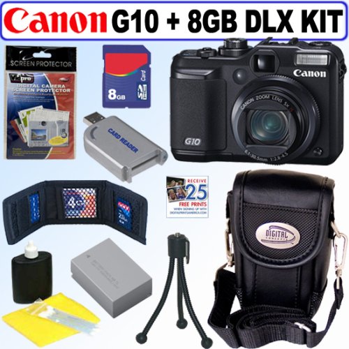 Canon Powershot G10 14.7MP Digital Camera + 8GB Deluxe Accessory Kit