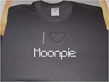 I Love Moonpie - Ladies Short Sleeve Gildan g640l Rhinestone Shirt