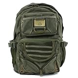 Canvas & Mesh Backpack for School - College - or as a Day Pack - Olive Drab