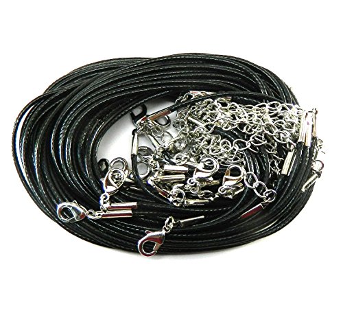 Rockin Beads Brand 20 Imitation Leather Cord Necklaces Black 18 Inch Lobster Claw Clasp
