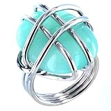 Wire Wrapped Aqua Colored Stone Cocktail Ring