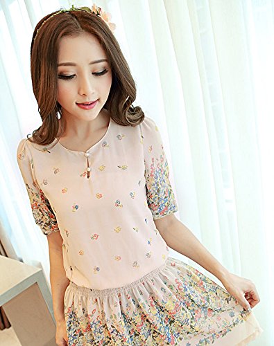 ワンピース チュニック シフォン スカート フレアー サラサラ ミニ ブラウス シャツ 花柄 フラワー 小花 キュート カジュアル パーティ ２次会 レディース 秋物 冬物 可愛いスカーフ付き R269