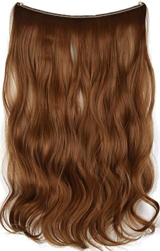 TOPPERTY 100g 22" Wavy Flip In Hair Extensions Synthetic Hair #27A Medium Red Brown