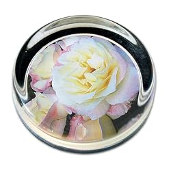 Hint of Pink - Small Round Glass Paperweight