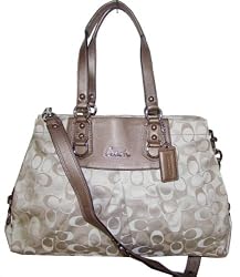 Coach 3 Color Signature Carryall Convertible Satchel Bag 18450 Light Khaki Multi
