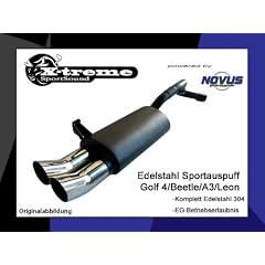 Novus Endschalld�mpfer Sportauspuff X-Treme VW Golf 4 1,4 / 1,6 / 1 ,8 / 1,8T / 1,9 TDI / 2,3 2x76mm DTM