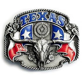 TEXAS Longhorn Belt Buckle State Flags Flower