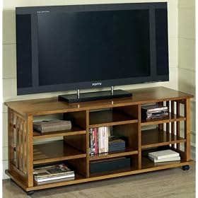 Mssn Tall Wide-screen Tv Cart 9 Shelves Honey