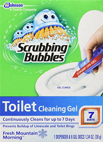 Scrubbing Bubbles Toilet Cleaning Gel, Fresh Mountain Morning (Pack of 4) 4 X 1 Dispenser & 6 Gel Discs